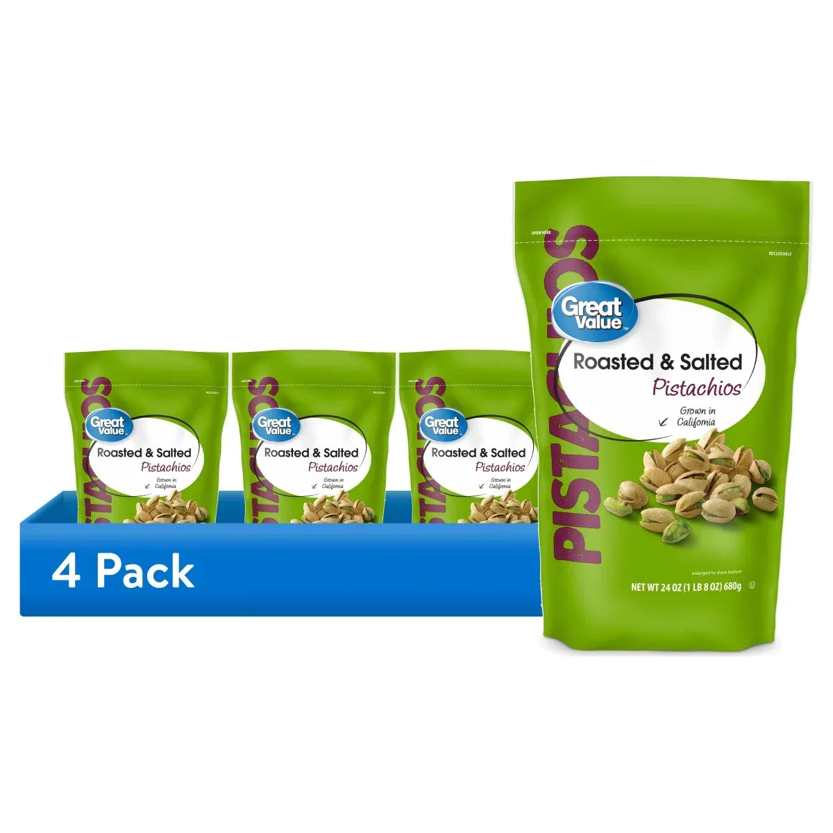Great Value Roasted and Salted Pistachios, 24 oz