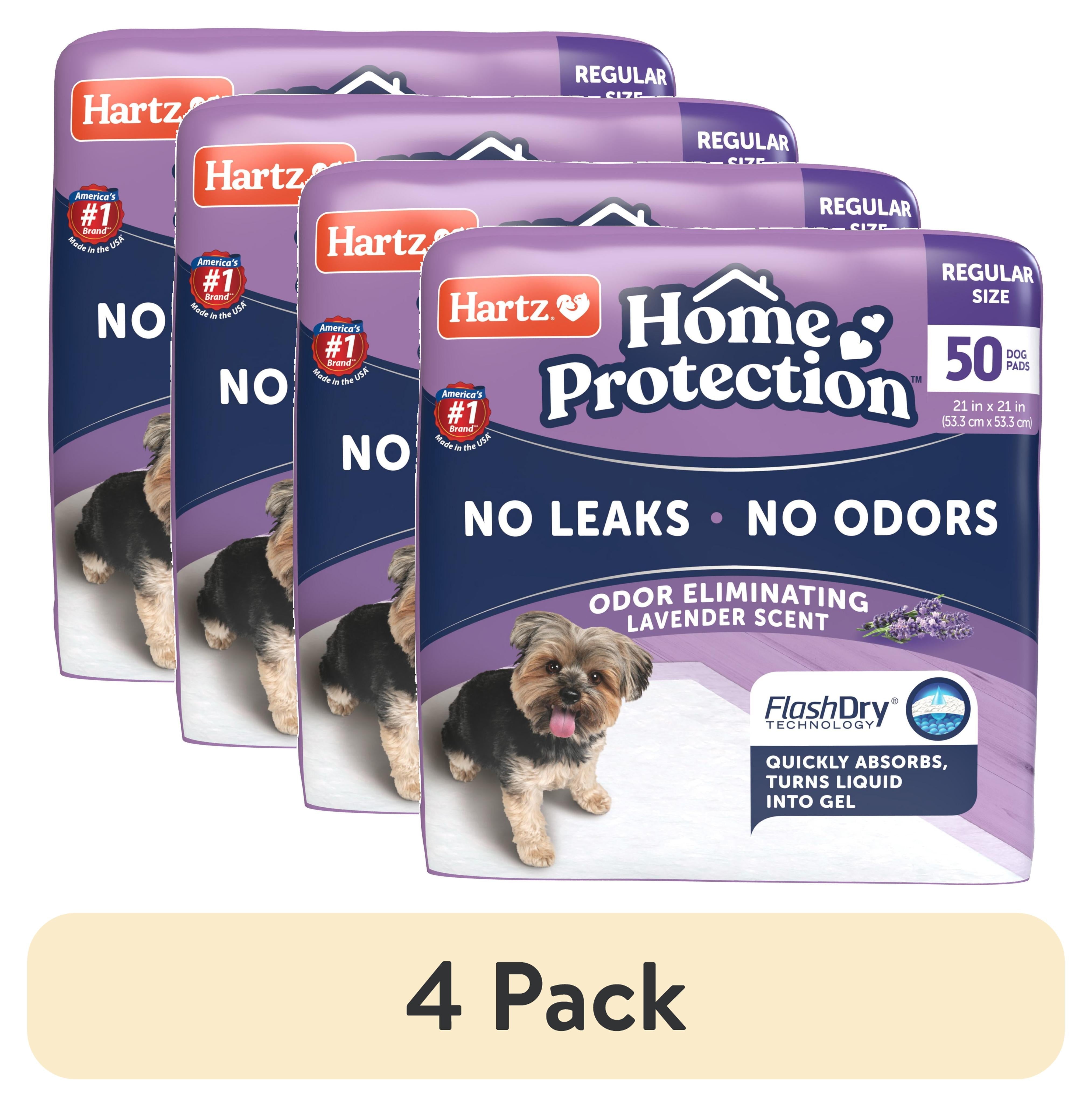 Hartz Home Protection Super Absorbent Odor Eliminating Lavender Scented No Leaks Dog Pads, Regular, 21 in x 21 in, 50 Count