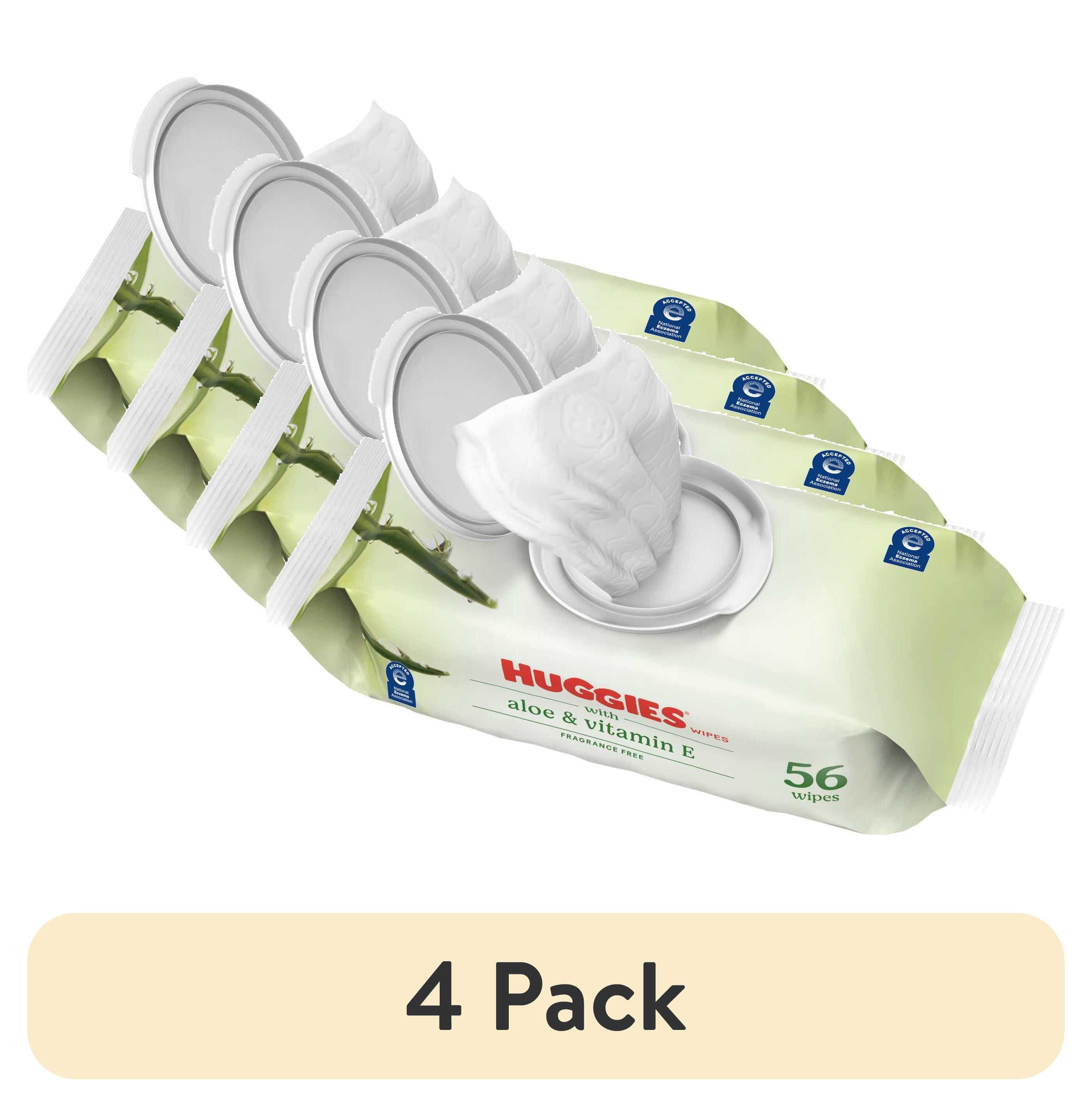 Huggies Aloe & Vitamin E Baby Wipes for Sensitive Skin, Unscented, 1 Flip-Top Pack, 56 Total Count