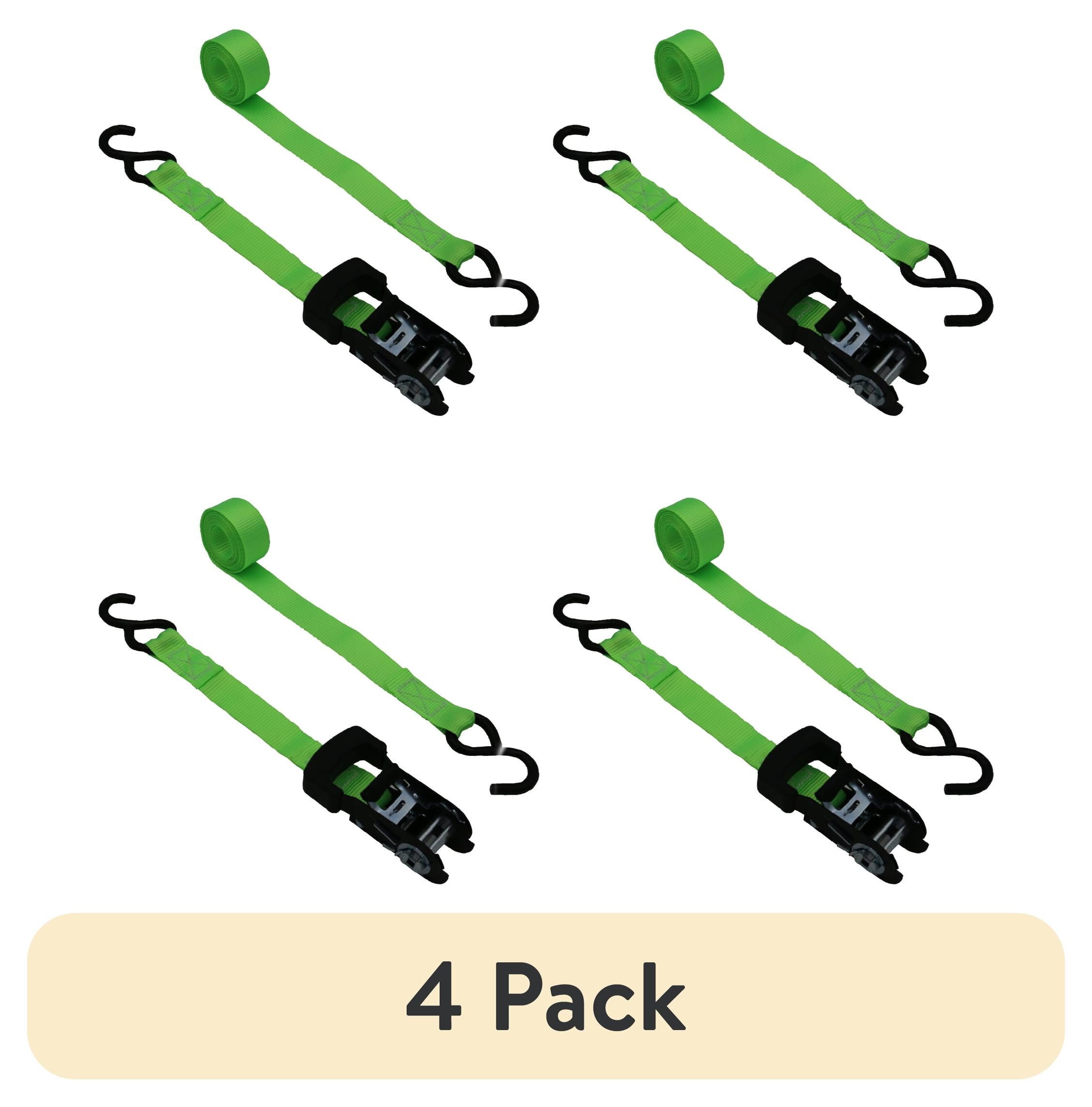 Hyper Tough 1 inch by 10 feet 500 lbs. S-Hook Ratchet Tie Down 4 Pack