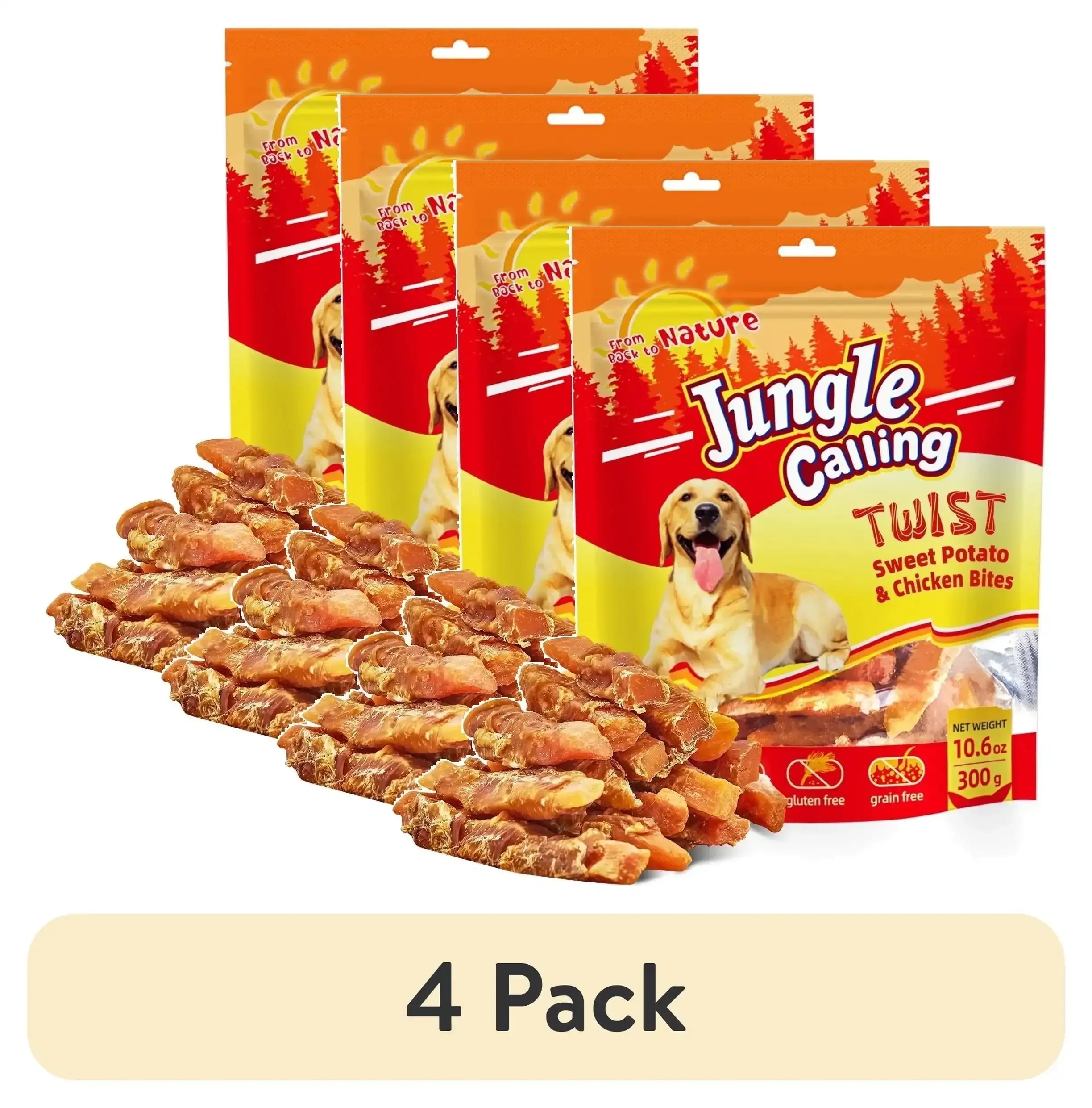 Jungle Calling Dog Treats, Chicken Wrapped Sweet Potato, Gluten and Grain Free, Chewy Dog Bites for Balanced Nutrition, 10.6 oz - USA MEGA SHOP