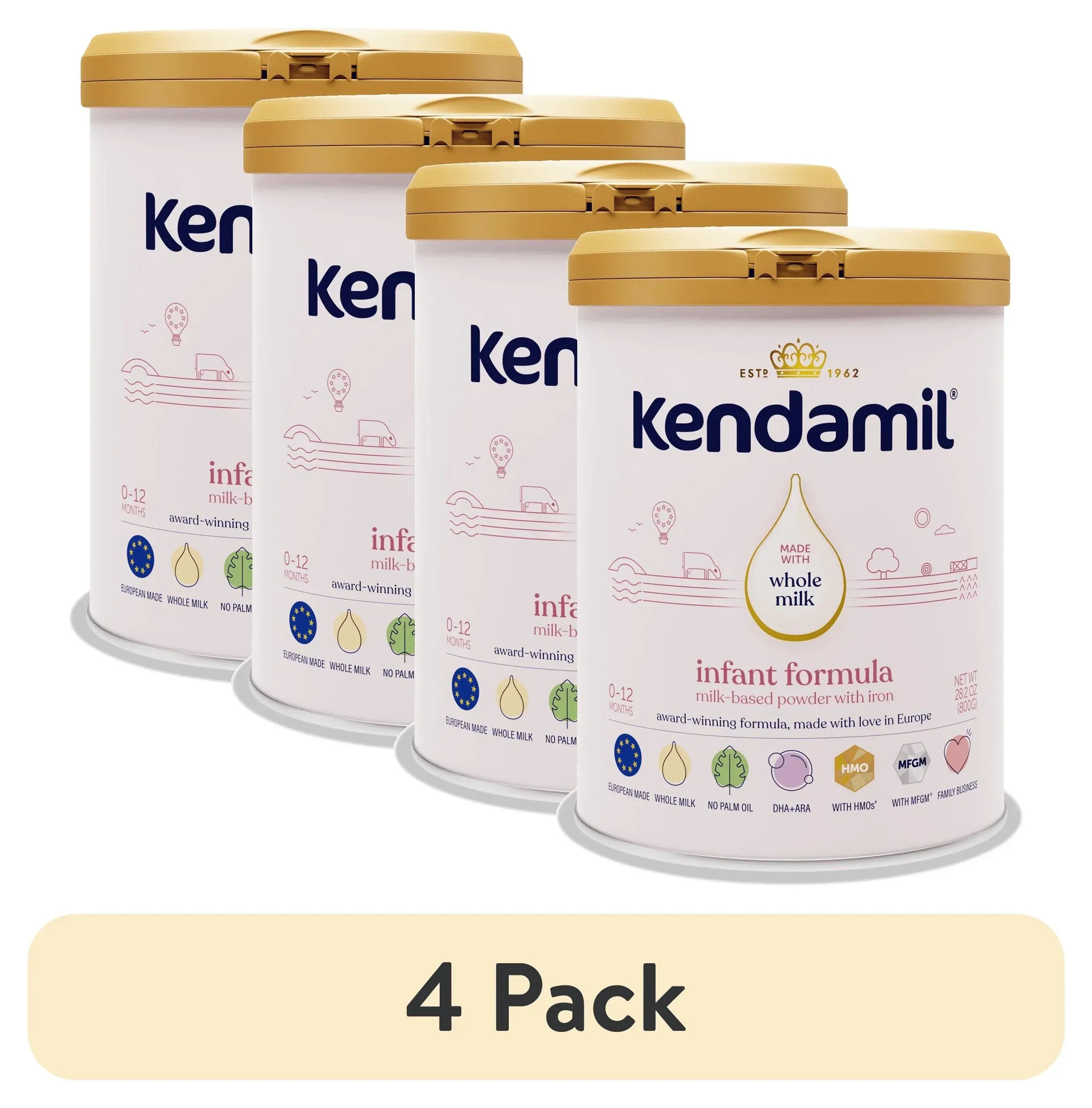 Kendamil European Whole Milk Classic Infant Formula Powder with HMOs, Prebiotics & DHA, 28.2 oz