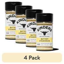 Buttery steakhouse seasoning bottles, 4-pack, black caps, cream spice blend