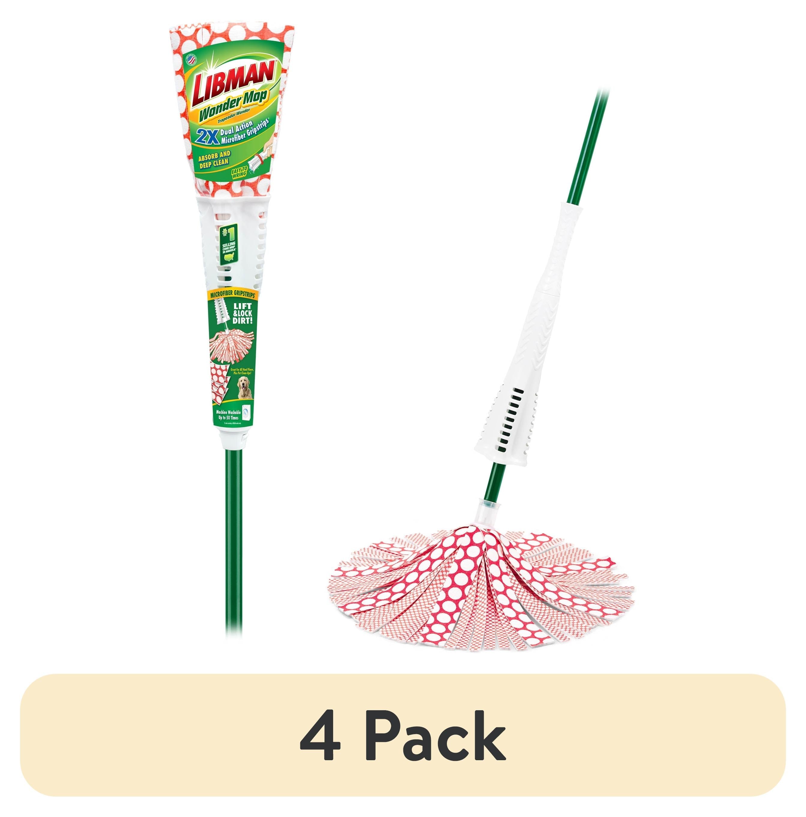 Libman Wonder Mop with Microfiber Fibers and Green Steel Handle