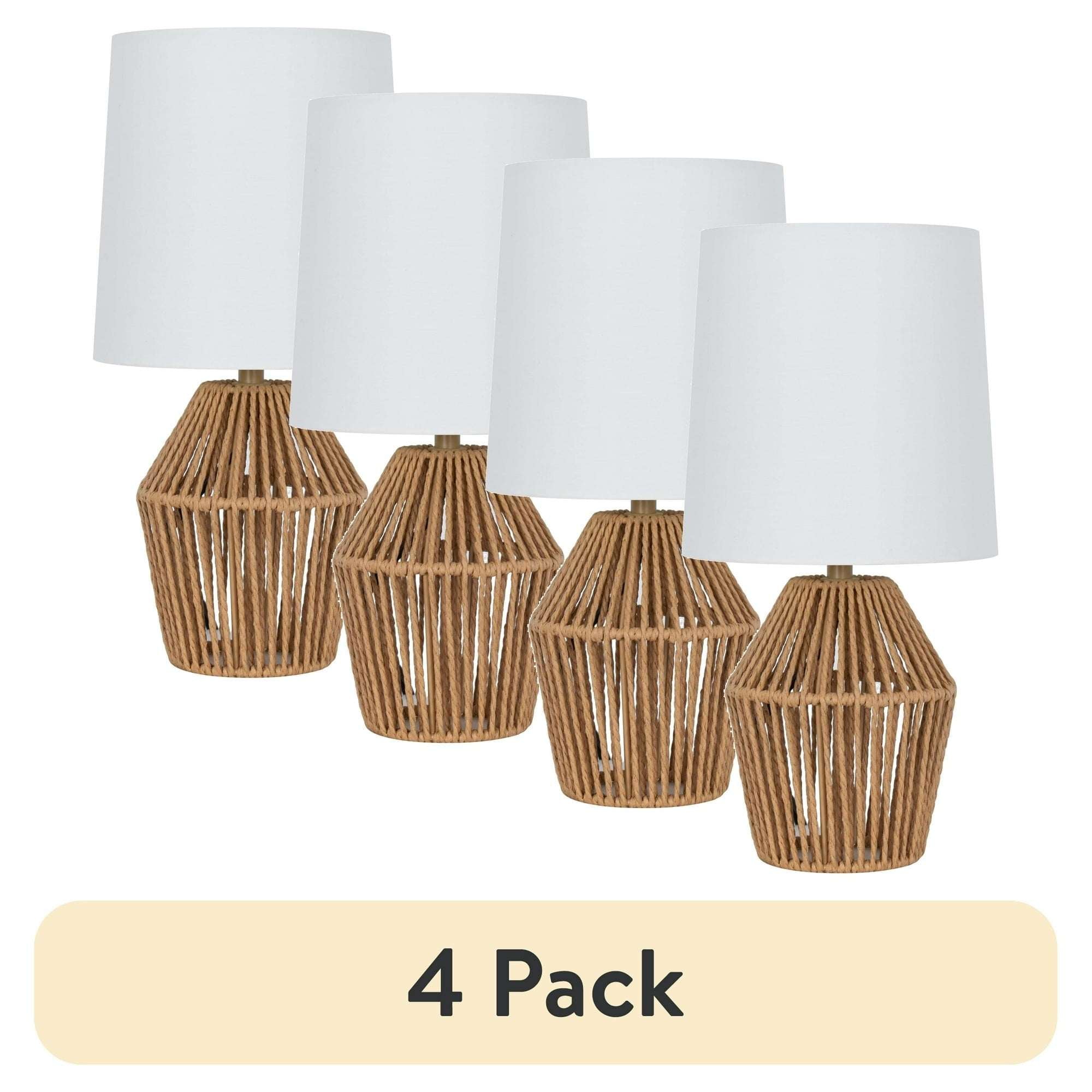 Mainstays 12.75" Rope Mini Lamp, Brown, 5.75 x 6.5 x 6.5" Lamp Shade
