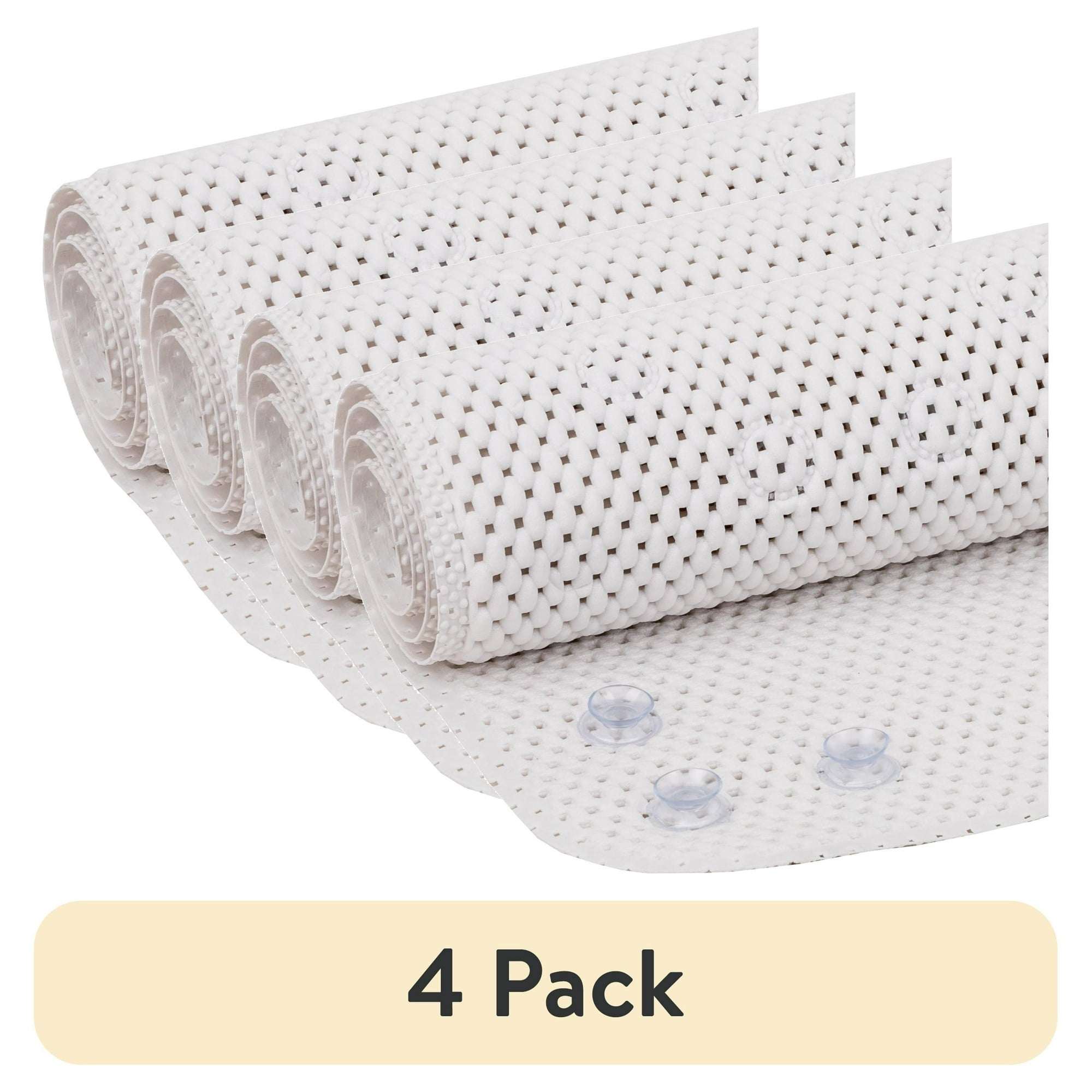 (4 pack) Mainstays 17" x 36" Cushioned Foam Bathtub Mat with Suction Cups