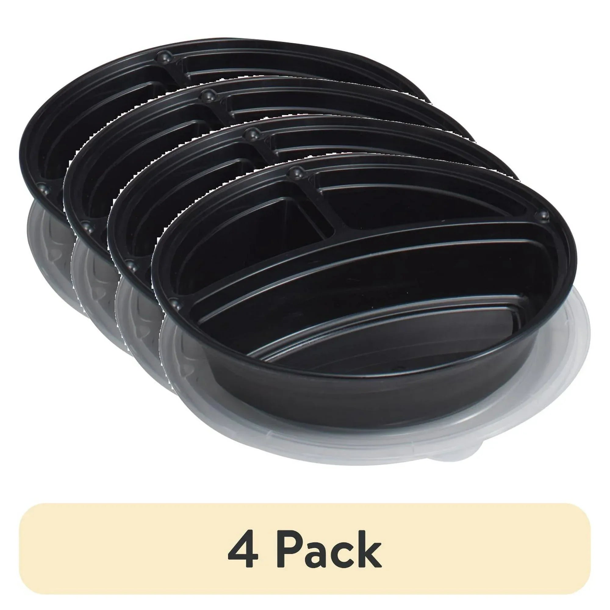 Mainstays 3-Compartment 1L Round Meal Prep Food Storage Container, 5 Pack