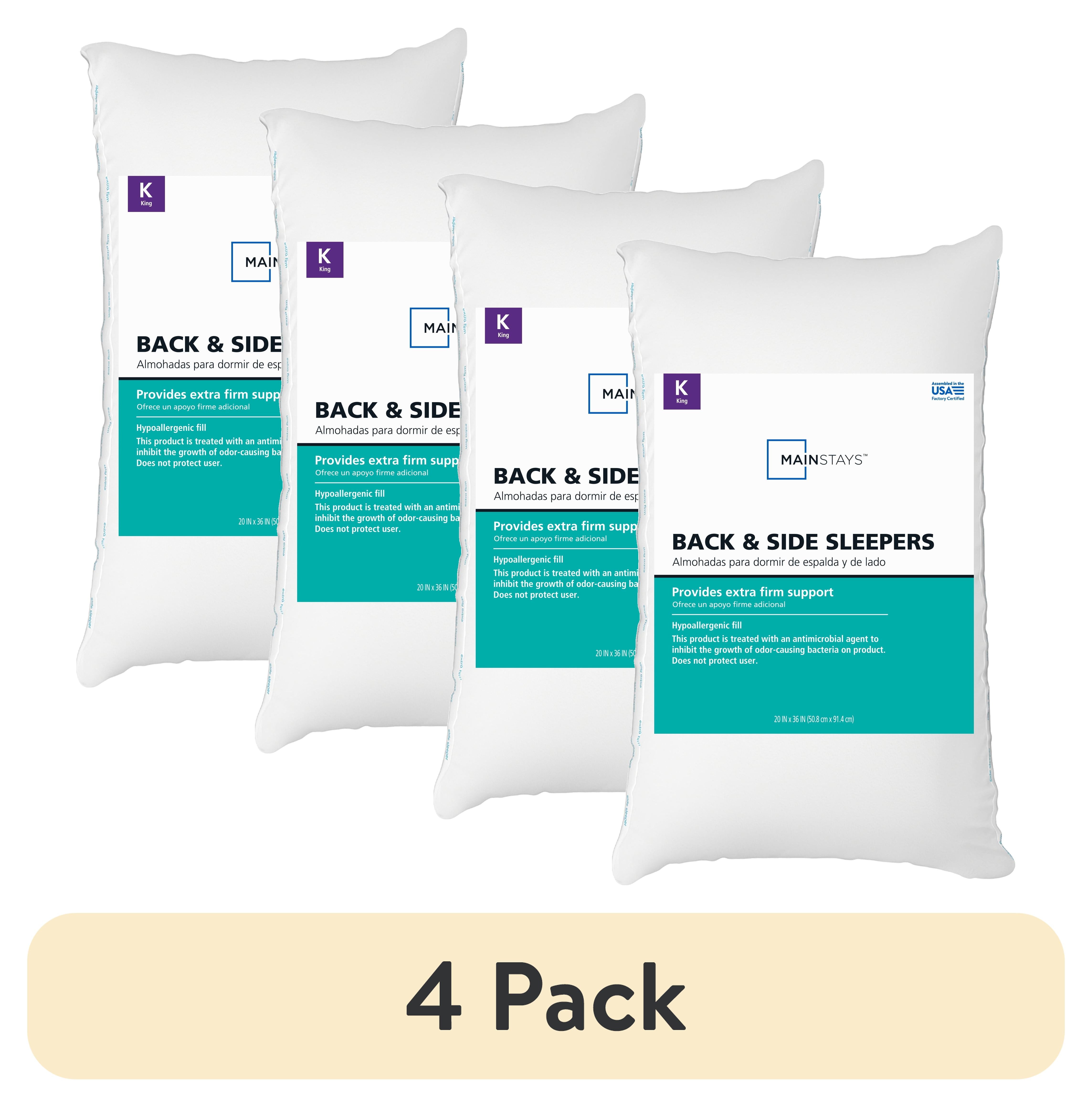 Mainstays Back & Side Sleeper Bed Pillow, King - Extra Firm Support