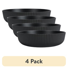 Set of 4 black ribbed dinner bowls, 43-oz recycled plastic