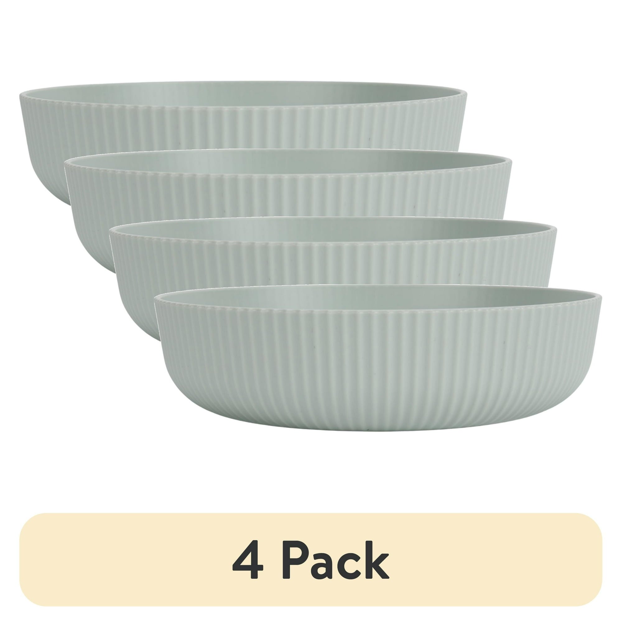 (4 pack) Mainstays - Black Eco-Friendly Recycled Plastic Dinner Bowl, 43-Ounce