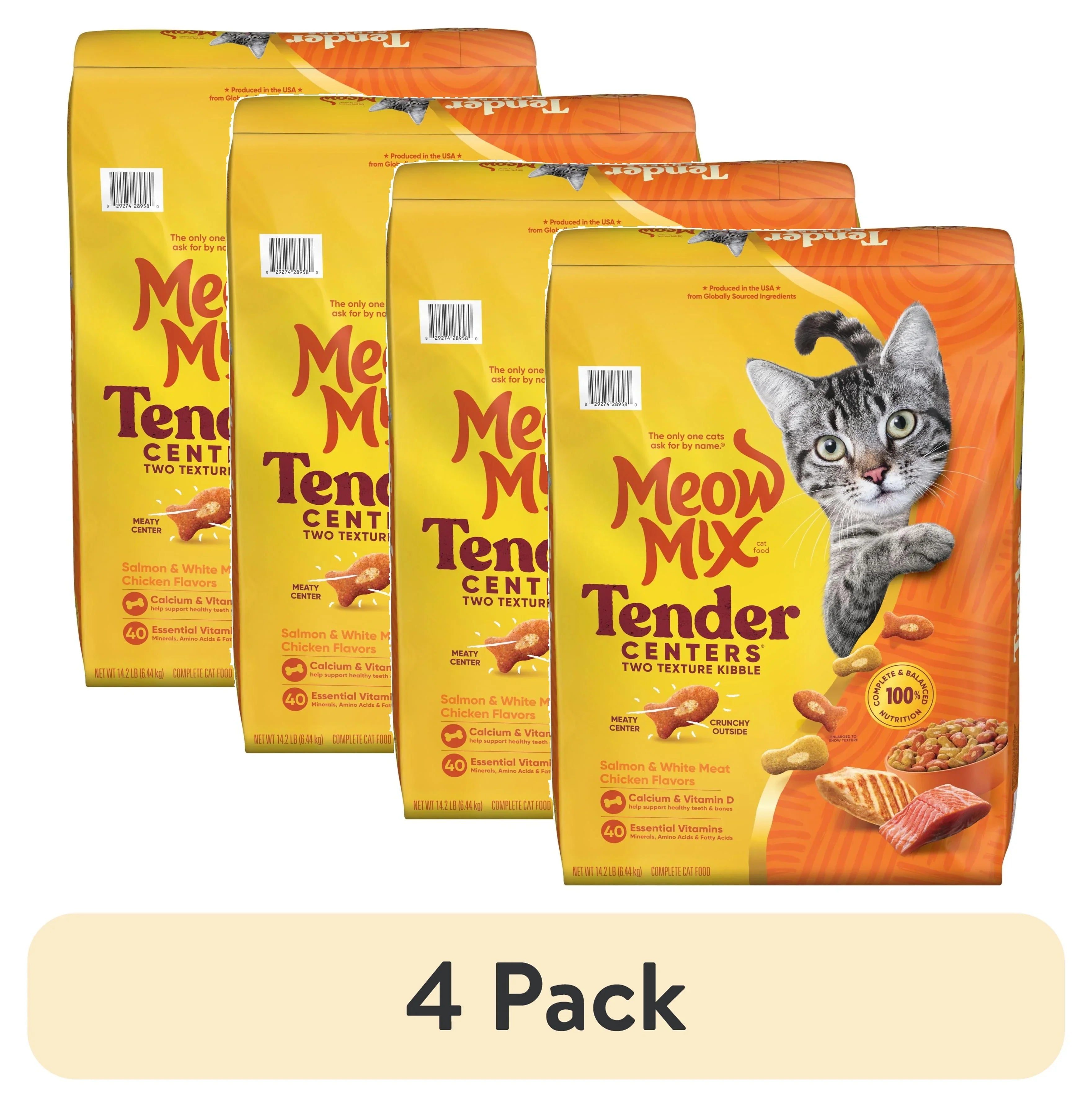 Meow Mix Tender Centers Salmon & White Meat Chicken Flavors, Dry Cat Food, 14.2 lb. Bag