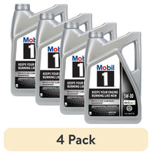 Motor oil 4-pack bottles with black and gold labels