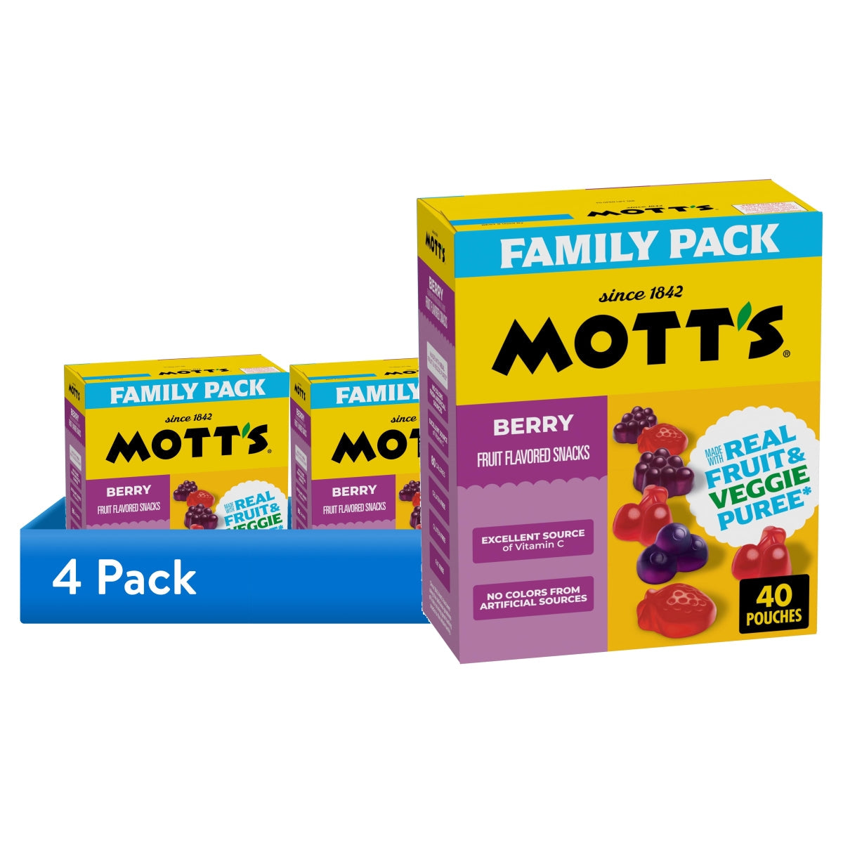 Mott's Berry Fruit Flavored Snacks, Valentine's Day, Family Pack, 40 Count, 32 oz