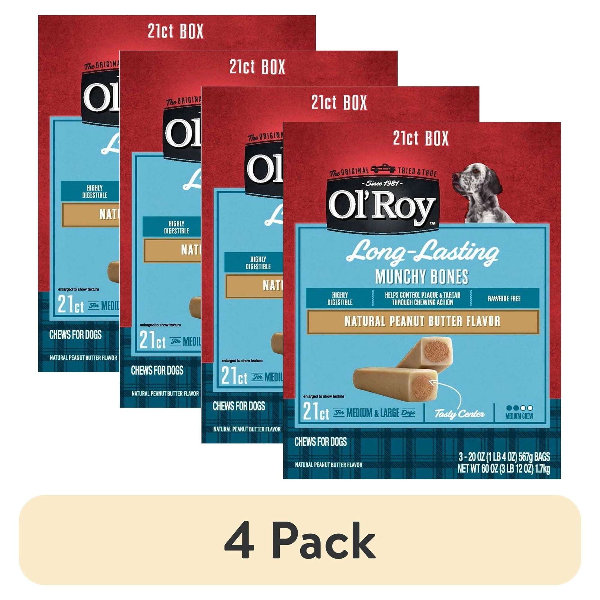 Ol' Roy Munchy Bone Dog Treats, Variety Pack, 60 oz, 21 Count