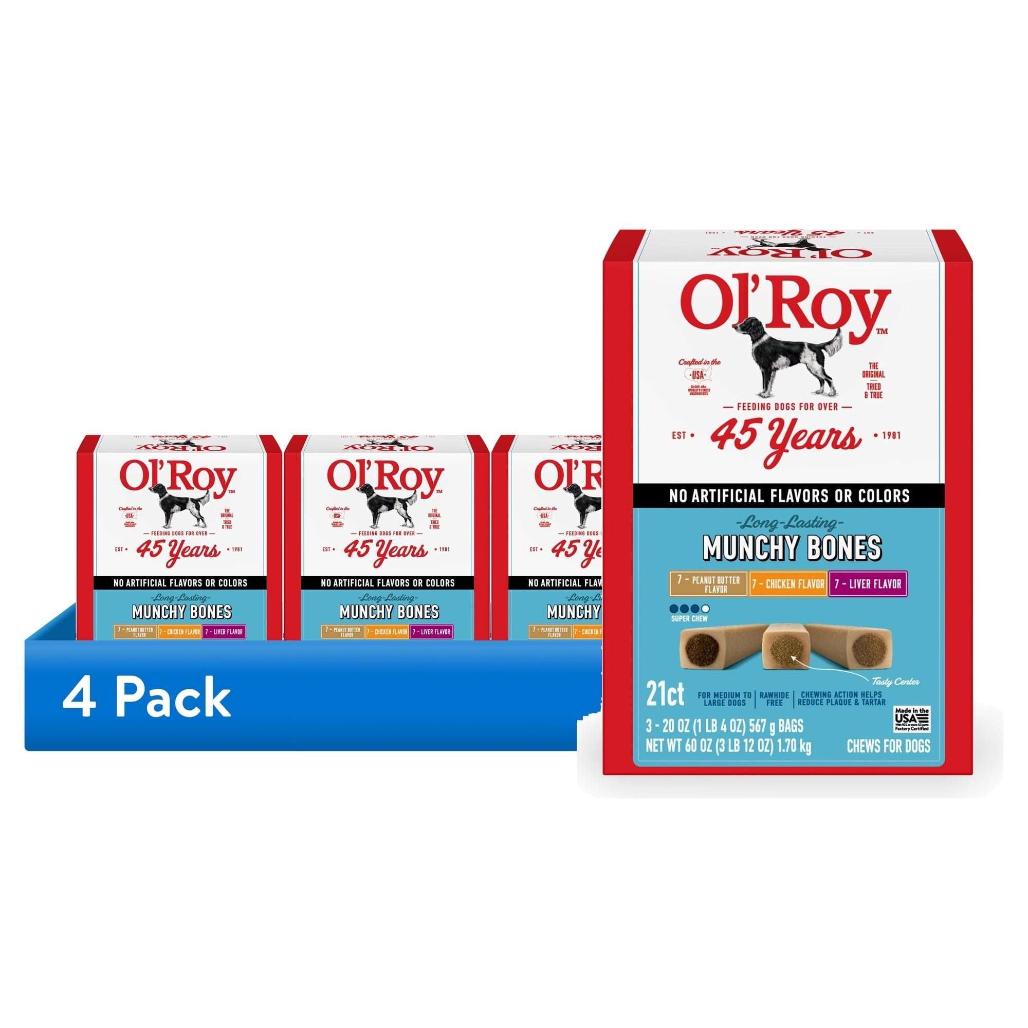 Ol' Roy Munchy Bone Dog Treats, Variety Pack, 60 oz, 21 Count