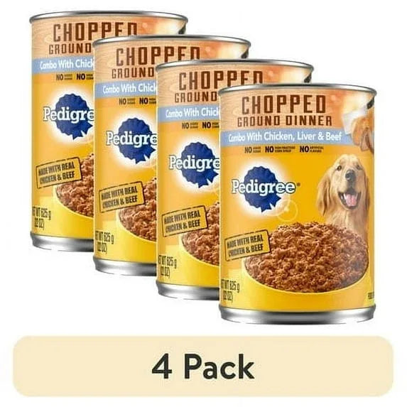 Pedigree Chopped Ground Dinner Chicken, Liver & Beef Adult Soft Wet Dog Food, (12) 22 oz Cans - USA MEGA SHOP