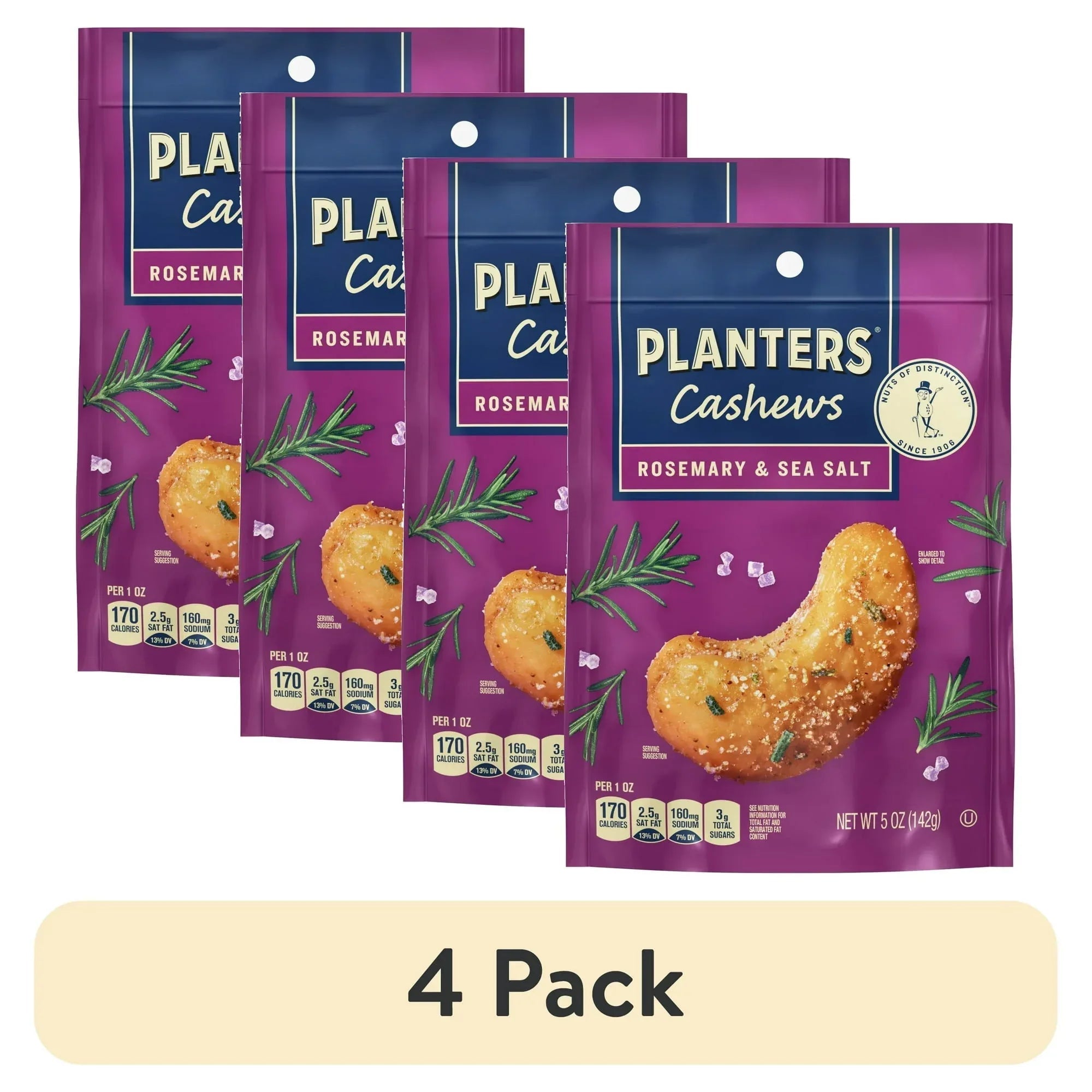 PLANTERS Cashews Rosemary & Sea Salt, Party Snacks, Plant Based Protein, 5 oz Bag