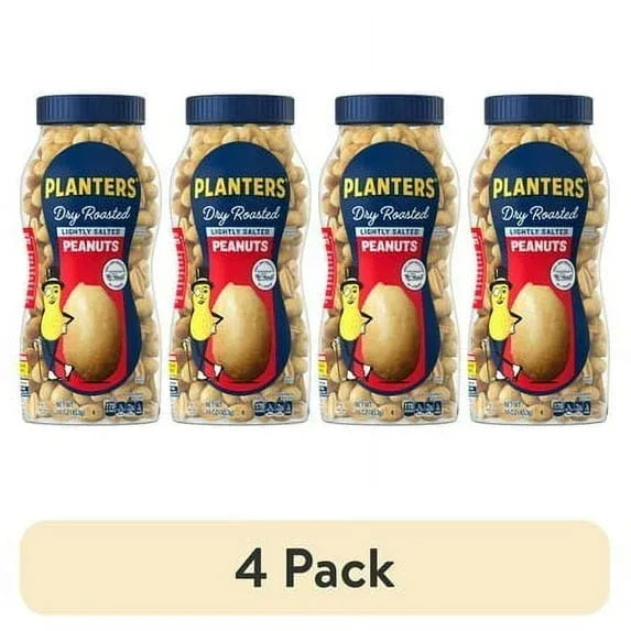 PLANTERS Lightly Salted Dry Roasted Peanuts, Party Snacks, Plant Based Protein, 16 oz Jar