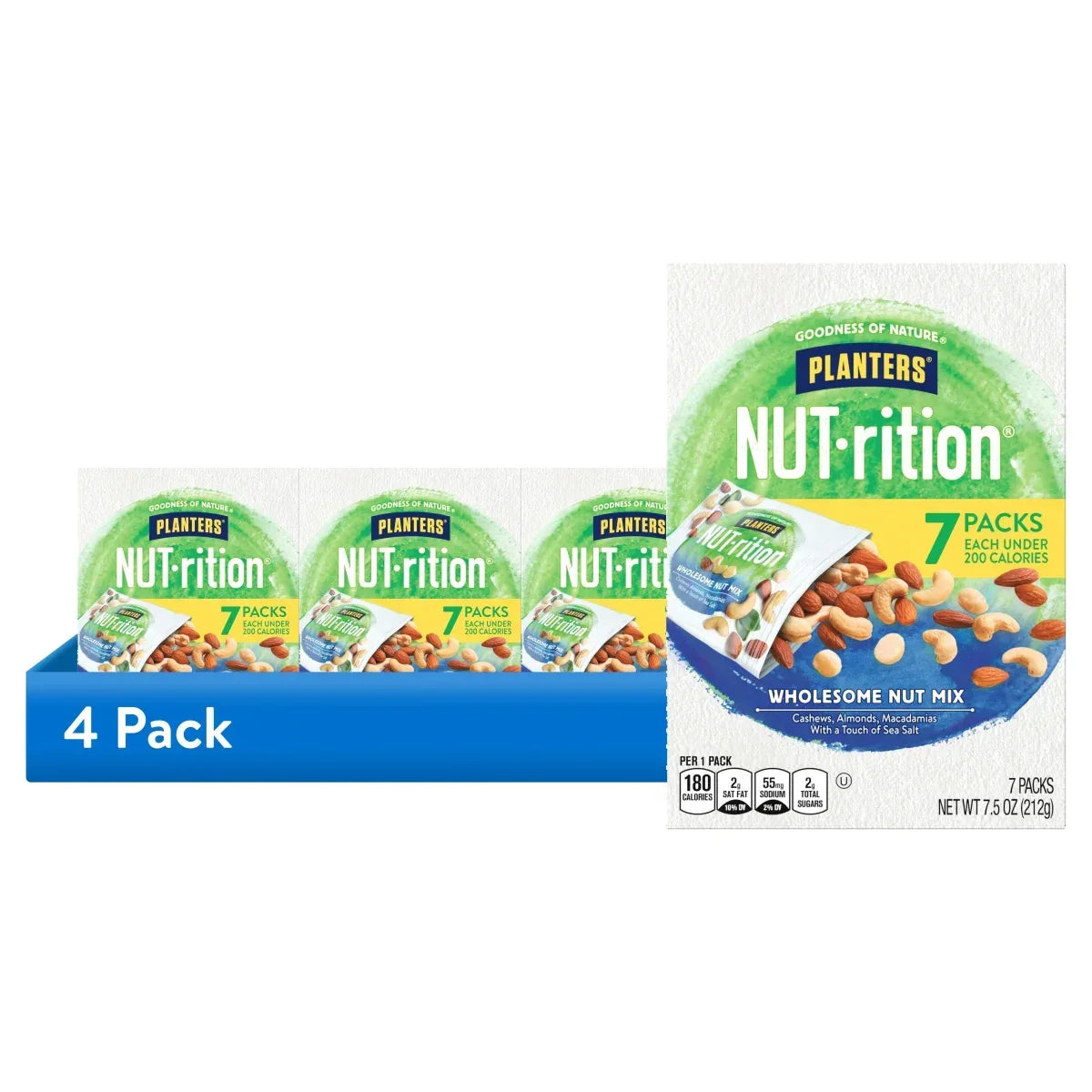 PLANTERS NUT-RITION Wholesome Nut Mix, Mixed Nuts, Plant Based Protein, 7 Count Box