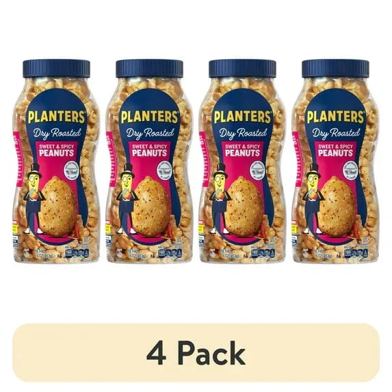 PLANTERS Sweet and Spicy Peanuts, Party Snacks, Plant-Based Protein, 16 oz Plastic Jar