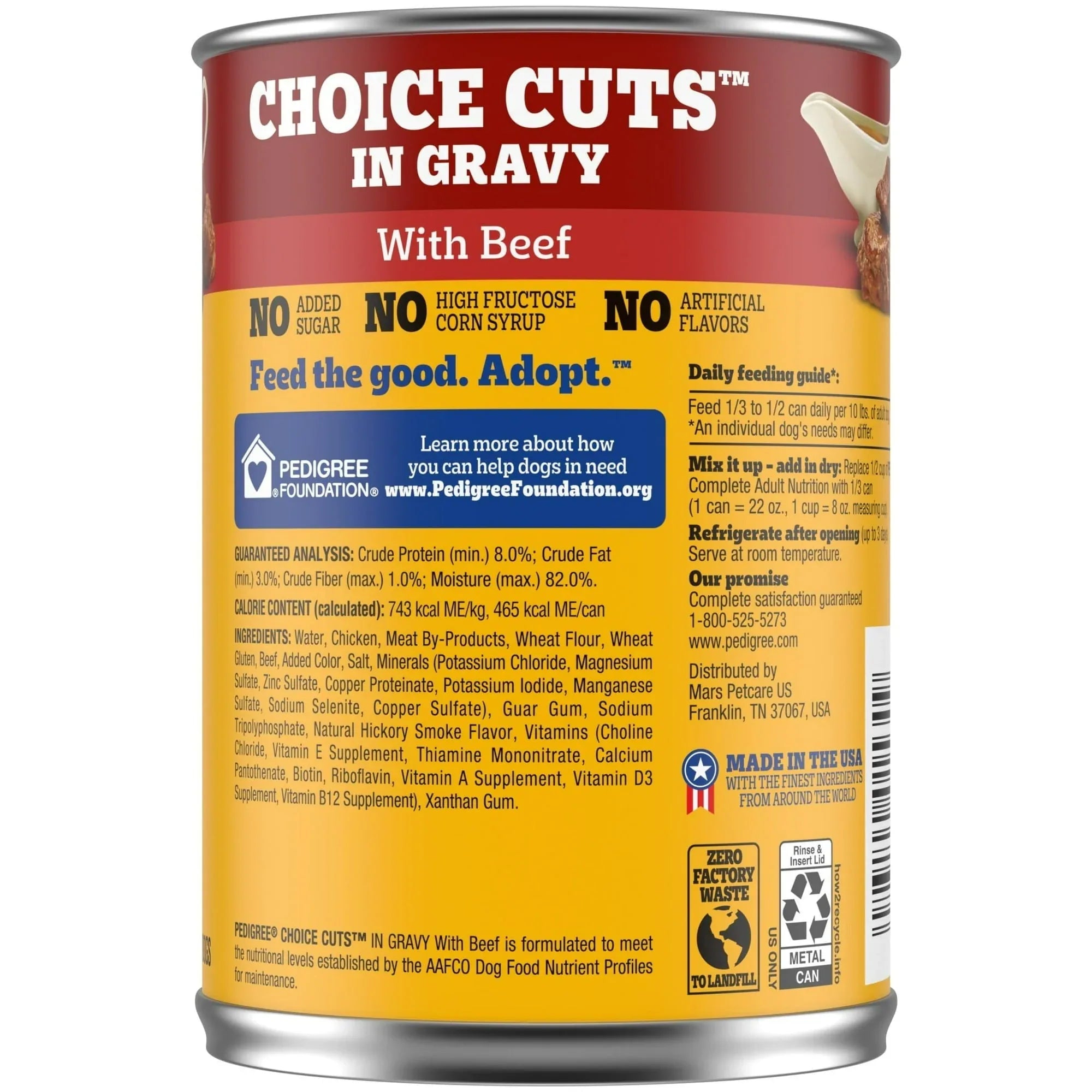 (4 pack) Pedigree Choice Cuts In Gravy With Beef Adult Canned Soft Wet Dog Food, 22 Oz. Can - USA MEGA SHOP
