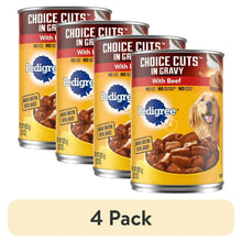 4-pack Pedigree Choice Cuts in gravy wet dog food cans with beef