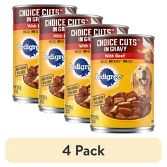 (4 pack) Pedigree Choice Cuts In Gravy With Beef Adult Canned Soft Wet Dog Food, 22 Oz. Can - USA MEGA SHOP