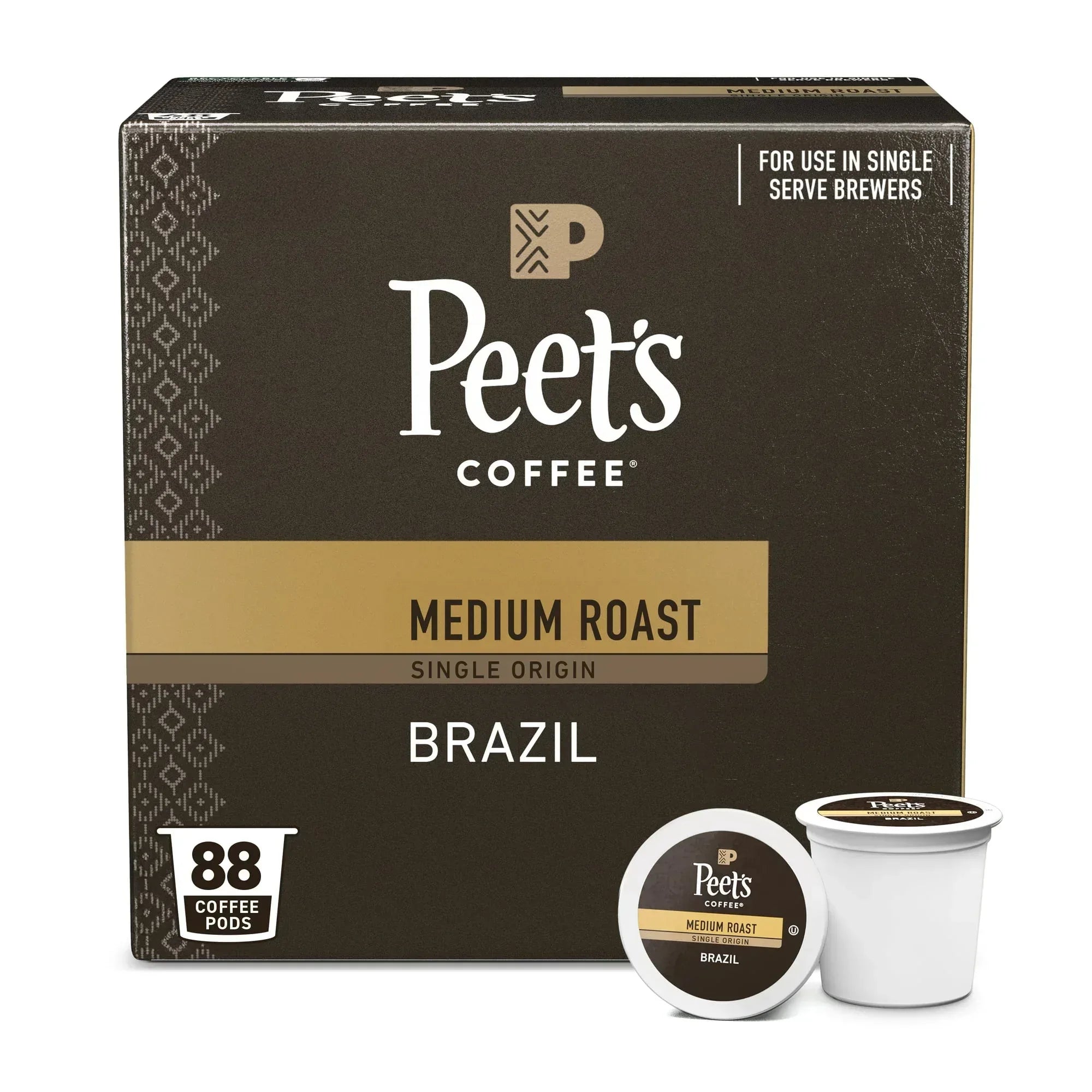 Peet's Coffee Cafe Domingo Blend Premium Medium Roast Single Serve Coffee Pods, 22 Count