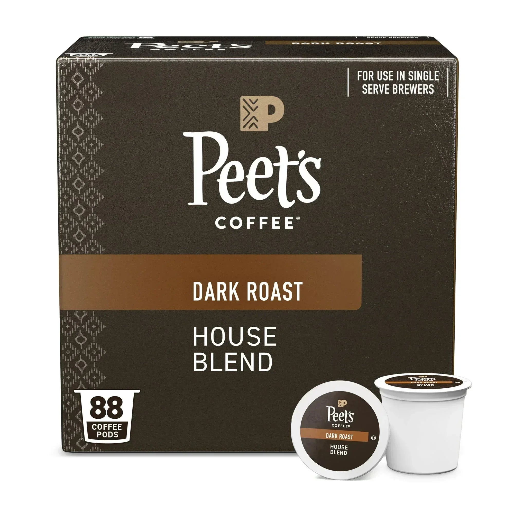 Peet's Coffee House Blend Premium Dark Roast Single Serve Coffee Pods, 22 Count