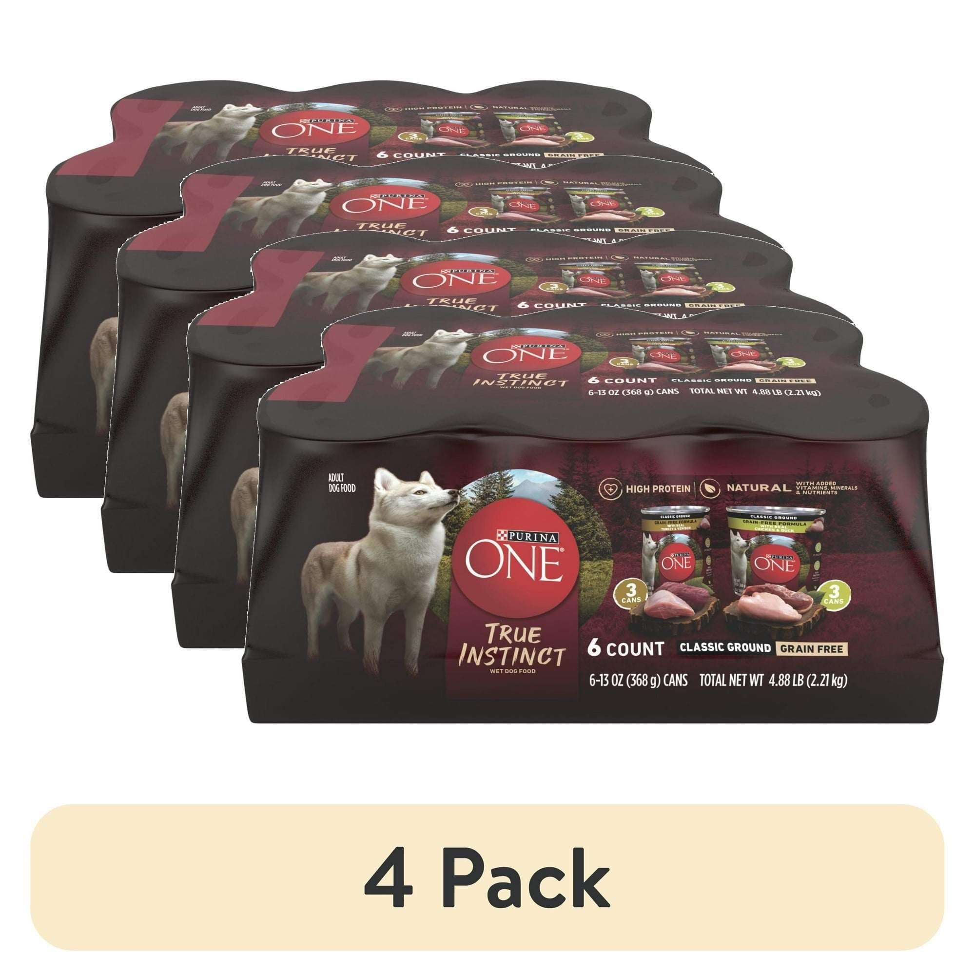 Purina ONE True Instinct Classic Ground Grain-Free Formulas With Real Turkey and Venison, and With Real Chicken and Duck Wet High Protein Dog Food Variety Pack