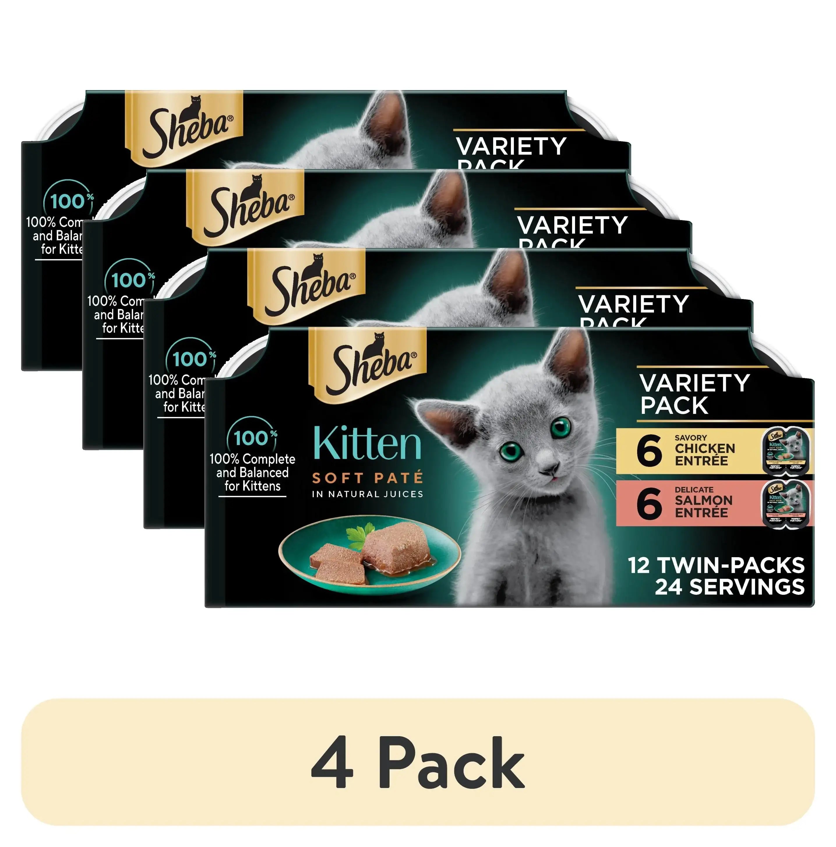 Sheba Perfect Portions Kitten Variety Flavors Pate Wet Cat Food, 2.6 oz Twin-Pack Trays (12 Pack)