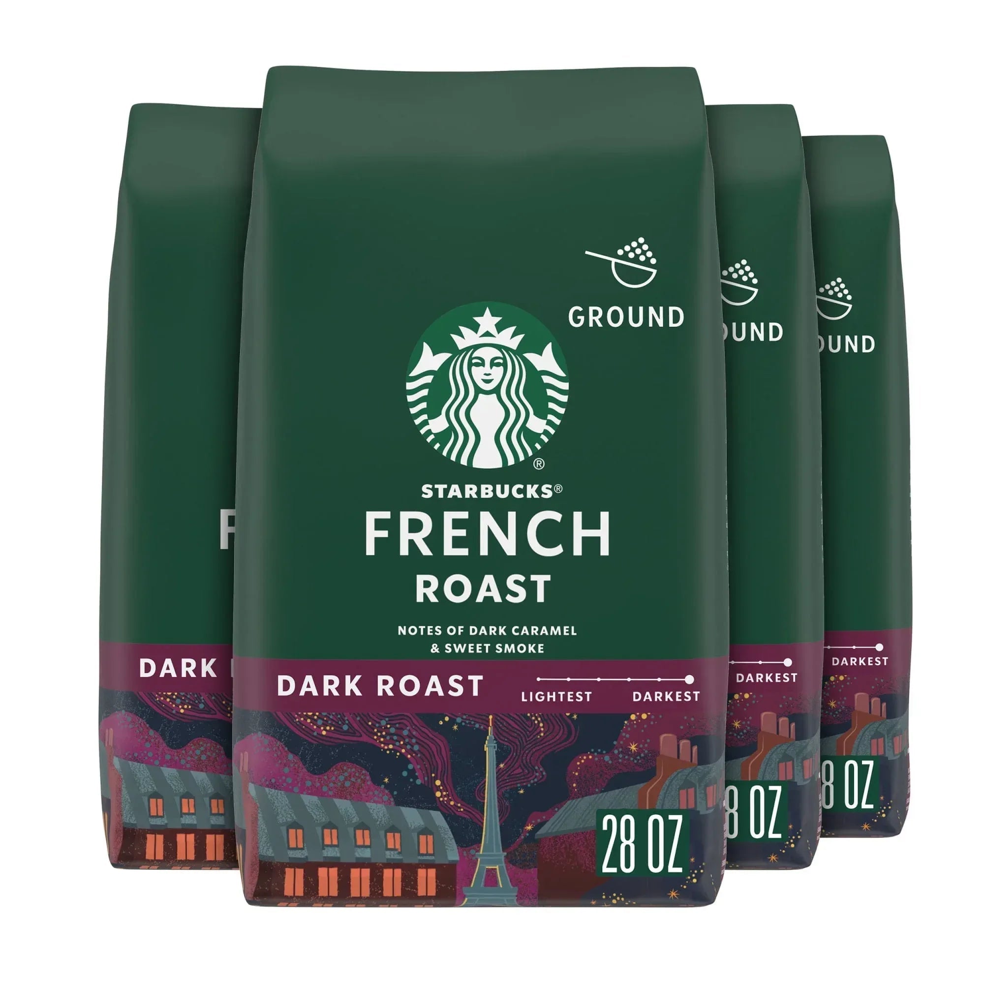Starbucks French Roast, Flavored Ground Coffee, Dark Roast Hot or Iced Coffee, 28 oz