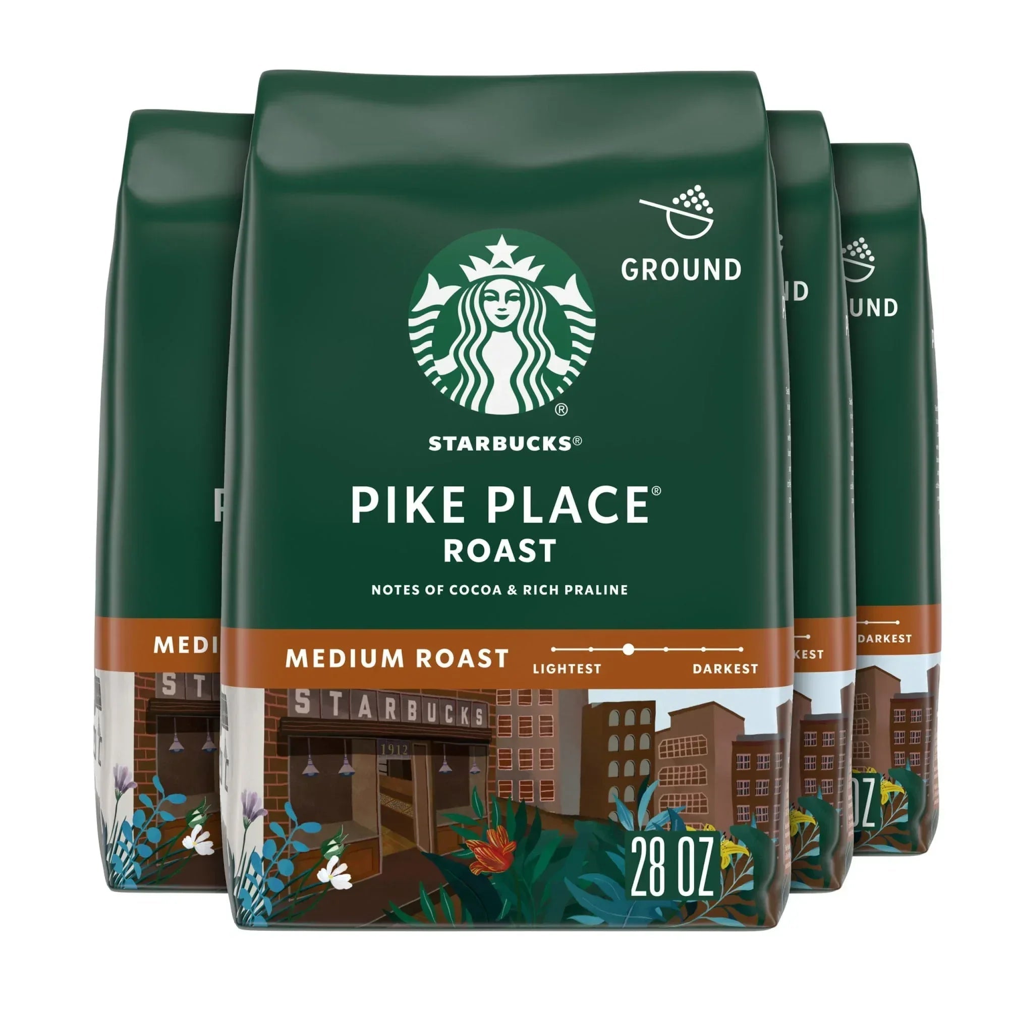 Starbucks Pike Place Roast, Ground Coffee, Medium Roast Hot or Iced Coffee, 28 oz
