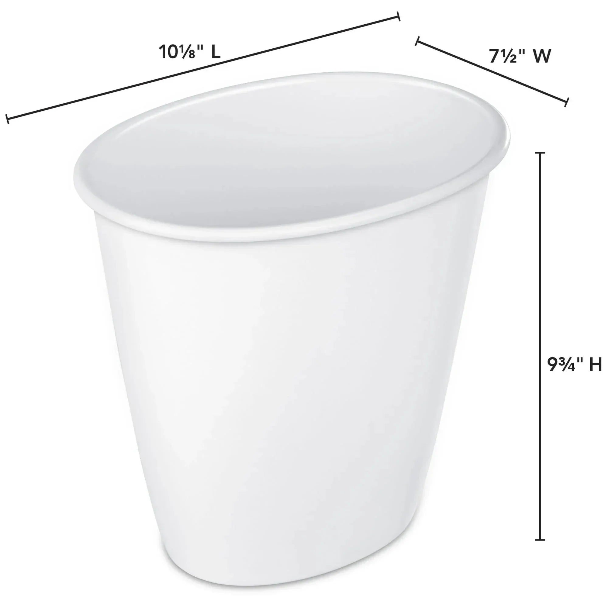 (4 pack) Sterilite Small Bathroom Trash Can, 1.5 Gallon Plastic Garbage Bucket Bin with No Lid, White - USA MEGA SHOP