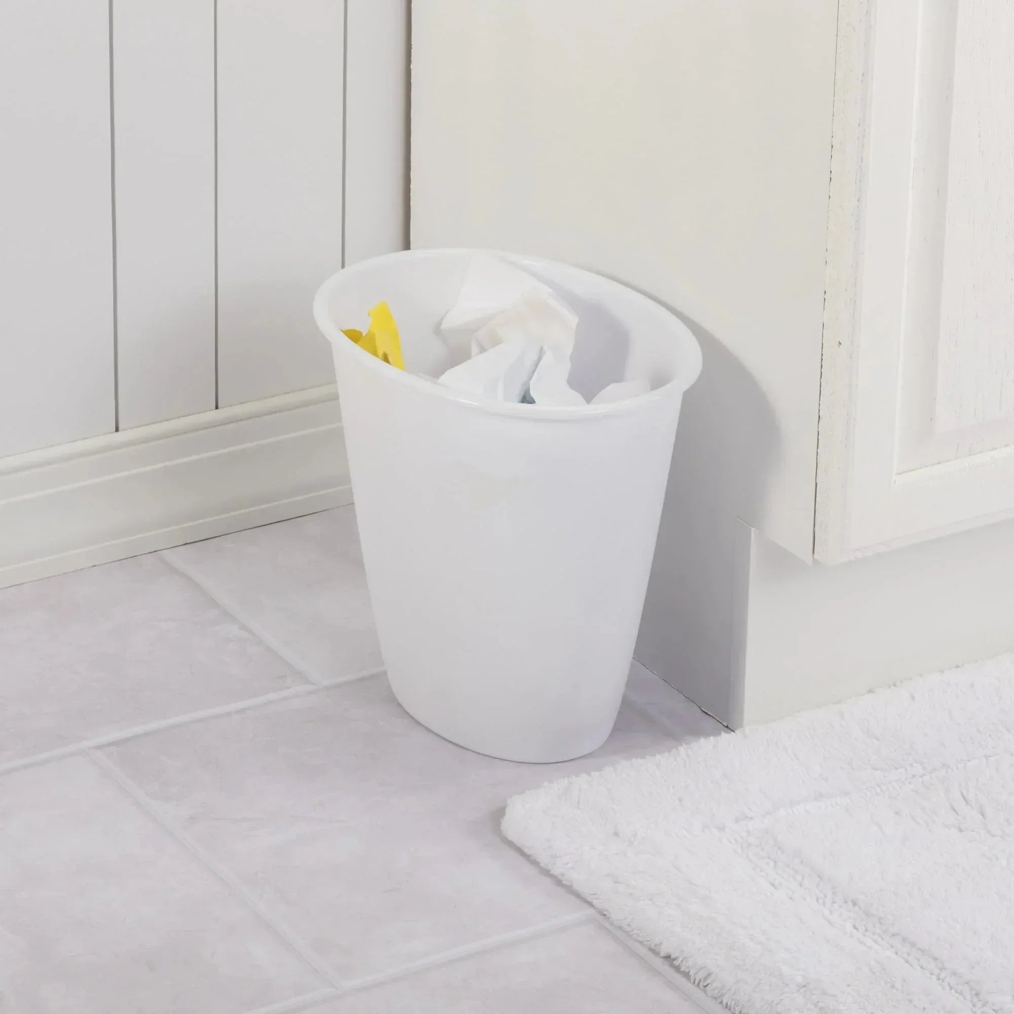 (4 pack) Sterilite Small Bathroom Trash Can, 1.5 Gallon Plastic Garbage Bucket Bin with No Lid, White - USA MEGA SHOP
