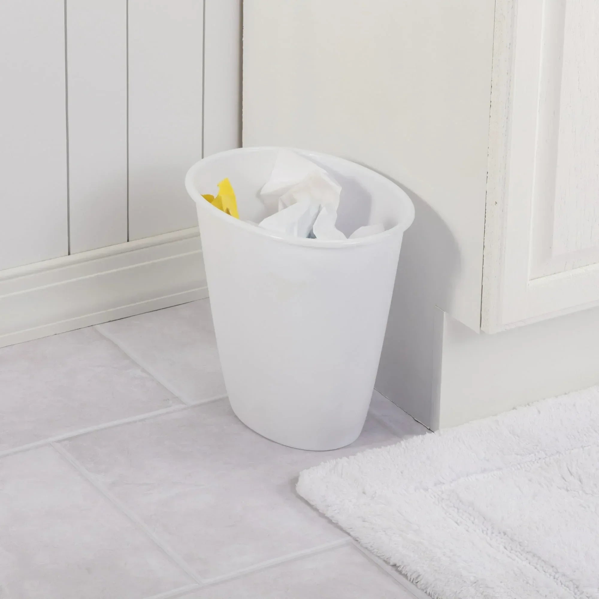 (4 pack) Sterilite Small Bathroom Trash Can, 1.5 Gallon Plastic Garbage Bucket Bin with No Lid, White
