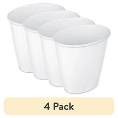 (4 pack) Sterilite Small Bathroom Trash Can, 1.5 Gallon Plastic Garbage Bucket Bin with No Lid, White - USA MEGA SHOP