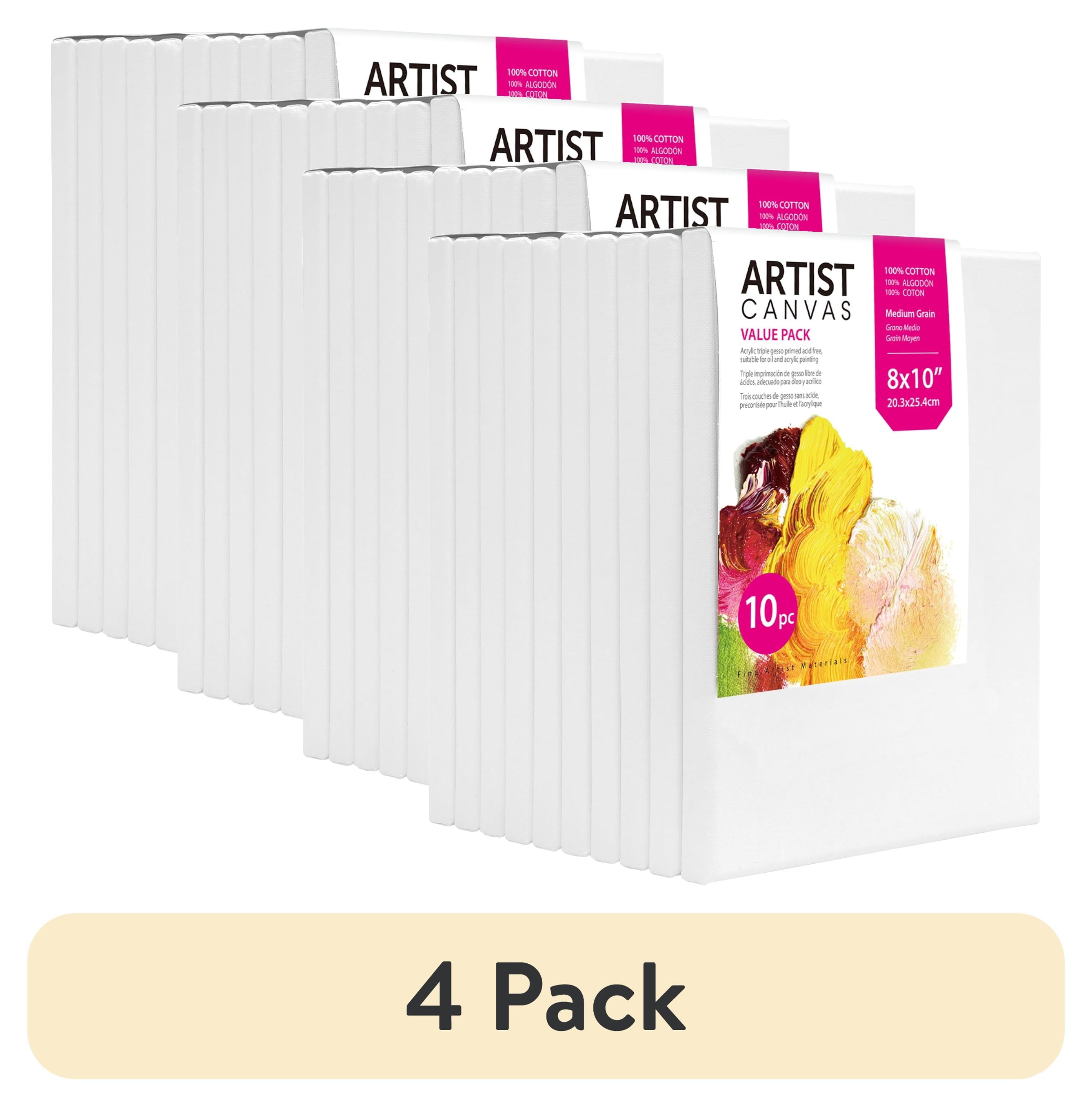 Studio Stretched Canvas, 8"X10", 10 Pack, 100% Cotton Acid Free, White, Academic Canvas, For All Skill Levels