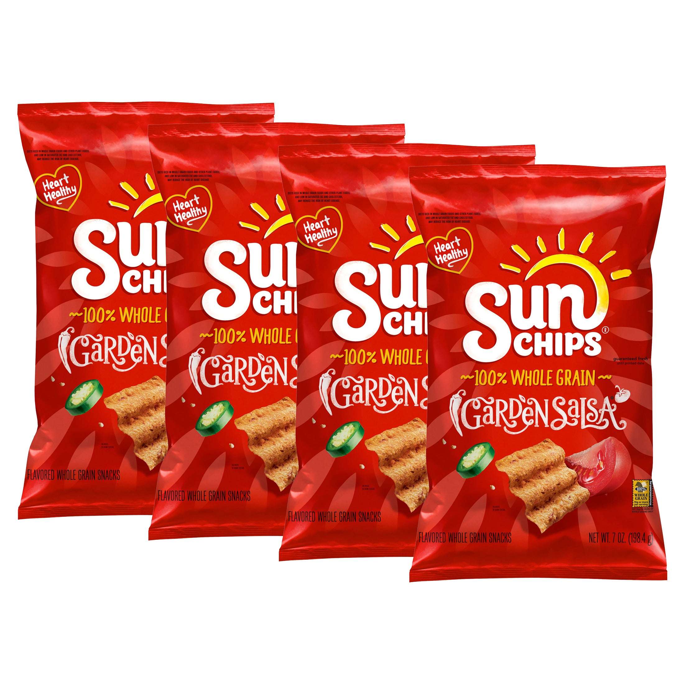 SunChips 100% Whole Grain Garden Salsa Snack Chips Bag, 7 oz