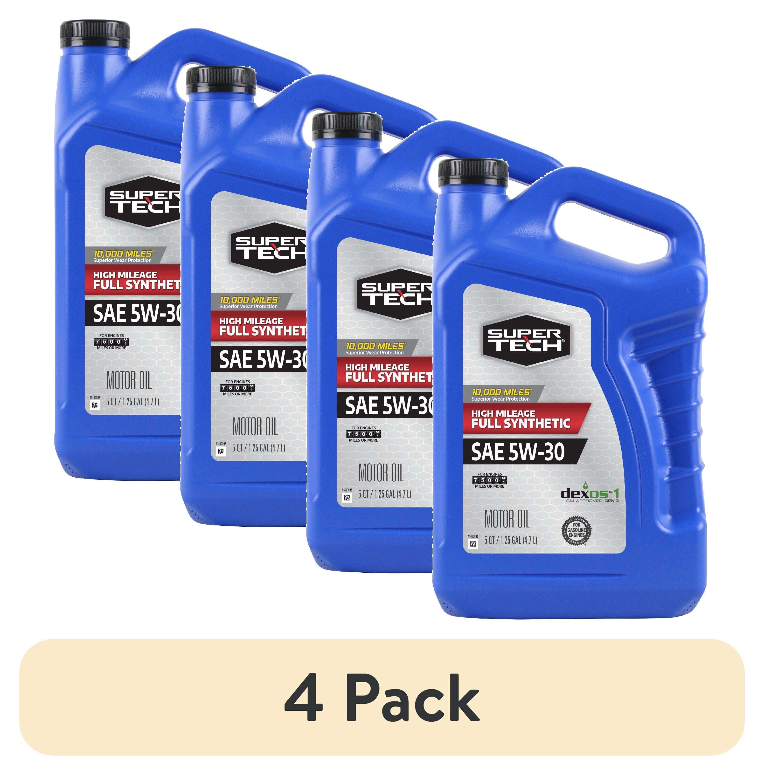Super Tech High Mileage Full Synthetic SAE 5W-30 Motor Oil, 5 Quarts