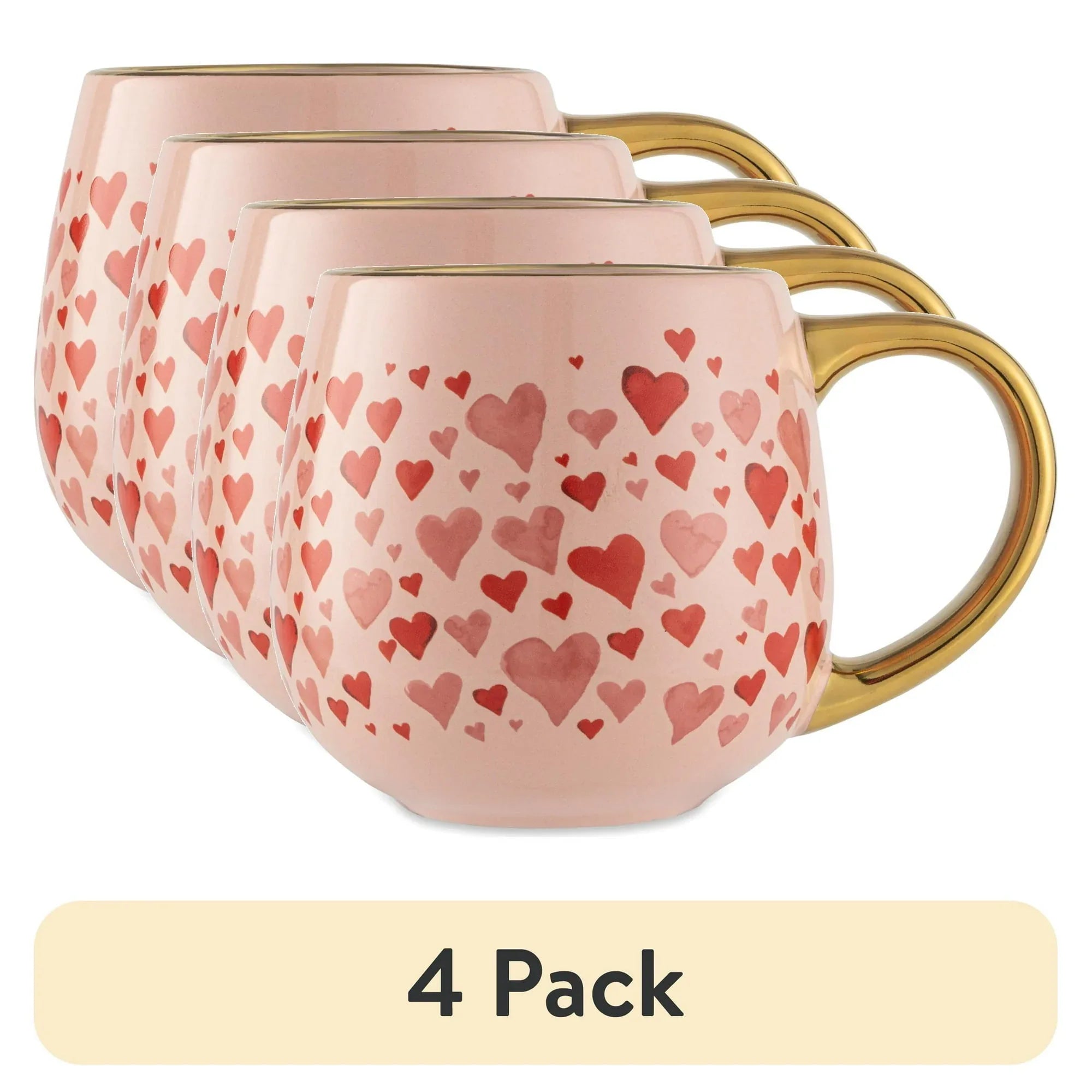 Thyme & Table 16 fl oz Hearts Ceramic Mug with Gold Handle