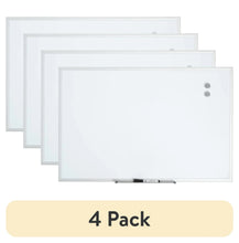 Set of 4 magnetic dry erase whiteboards with silver frames