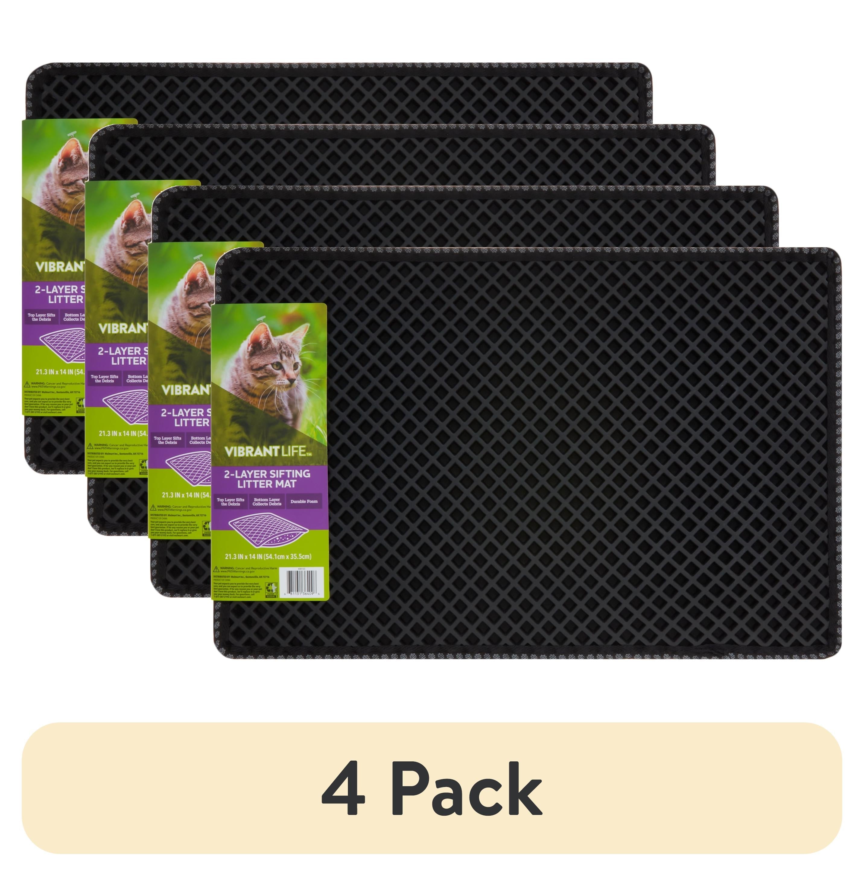 Vibrant Life 2-Layer Sifting Cat Litter Mat, Black, 21.3" x 14"