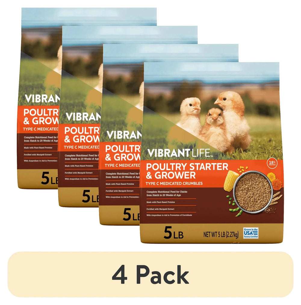 Vibrant Life Poultry Starter and Grower Type C Medicated Crumbles, 5 lb Bag - USA MEGA SHOP