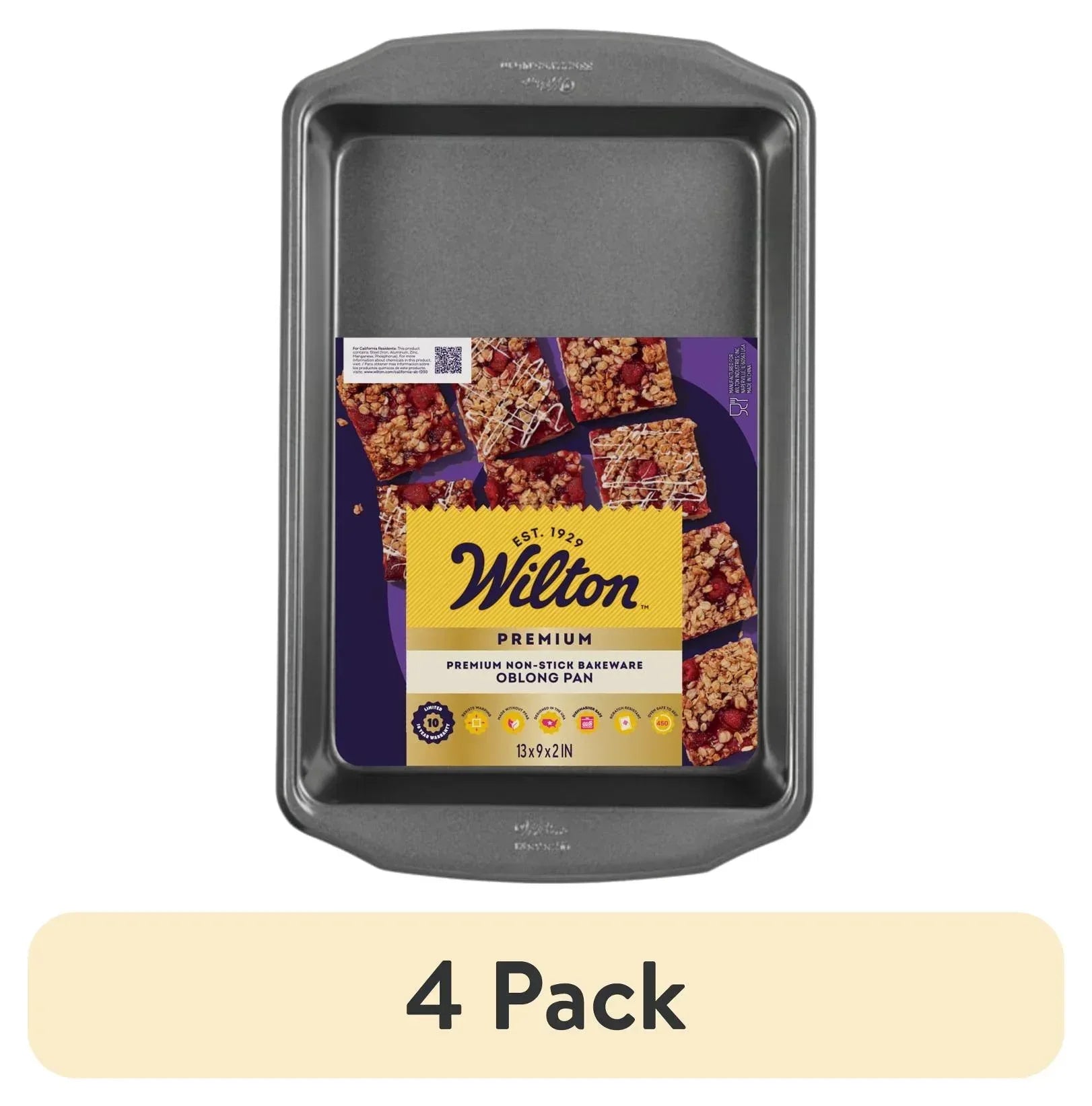 Wilton Premium Non-Stick Oblong Large Brownie Pan 9" x 13" Rectangular Baking Pan, Packaging May Vary