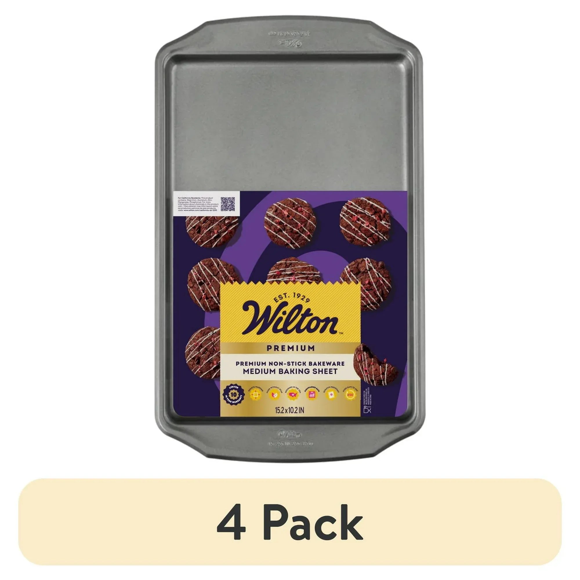 Wilton Premium Steel Non-Stick Medium Cookie Sheet 10x 15 Baking Pan with Handles Rectangular Shape, Packaging May Vary