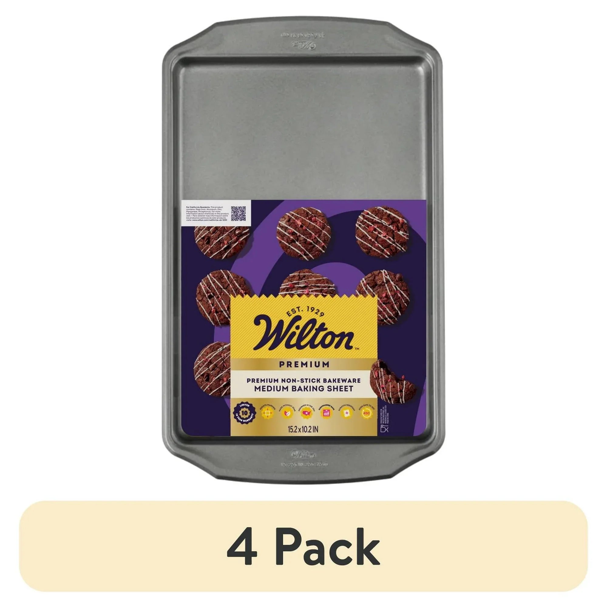 Wilton Premium Steel Non-Stick Medium Cookie Sheet 10x 15 Baking Pan with Handles Rectangular Shape, Packaging May Vary - USA MEGA SHOP