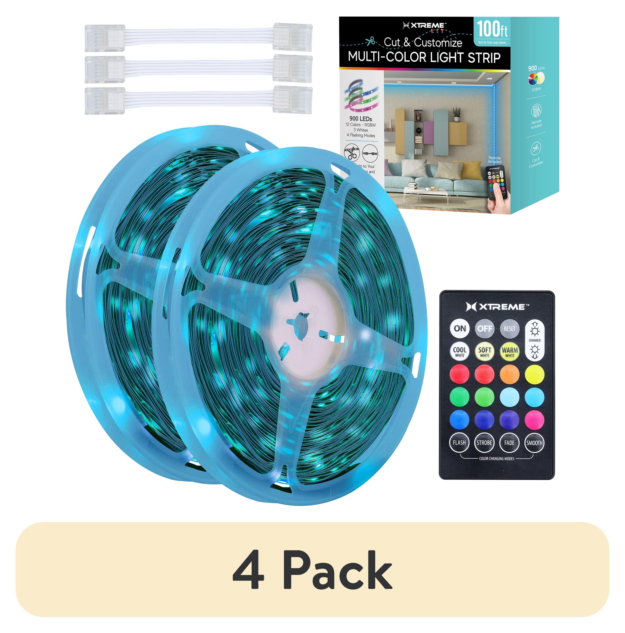 Xtreme Lit 10ft Indoor LED Strip Lights Kit, Multicolor LED Lights forBedroom, Accent Lighting, Cuttable, Remote Control