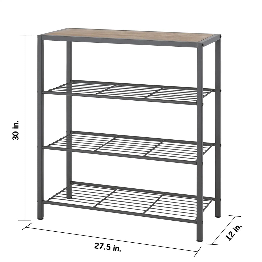 TRINITY 4-tier Shoe Rack with Console Top, Dark Gray - USA MEGA SHOP