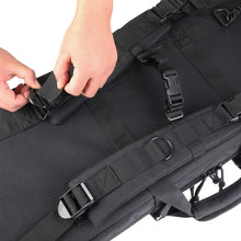 Double rifle bag side panel with buckle straps and webbing closure, dark gray
